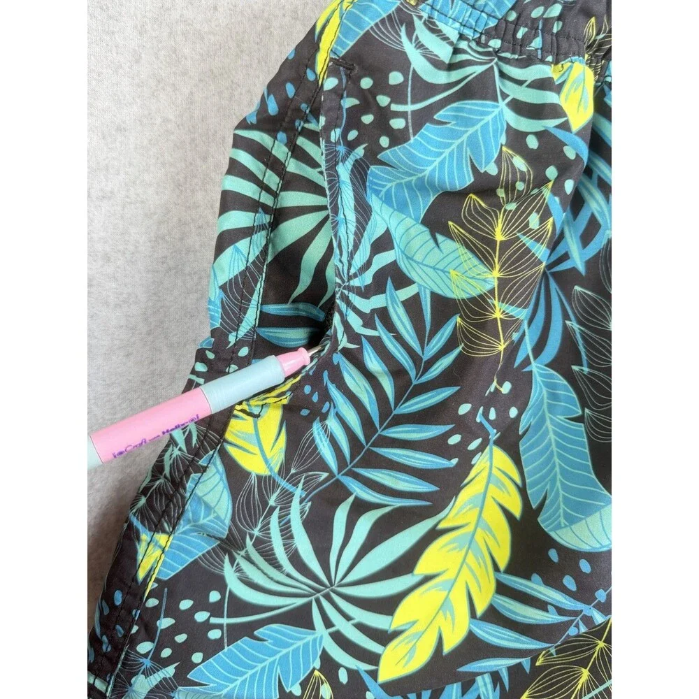 Bench Men's Swim Trunks Board Shorts M EU 50 Tropical Leaf Print Black Blue